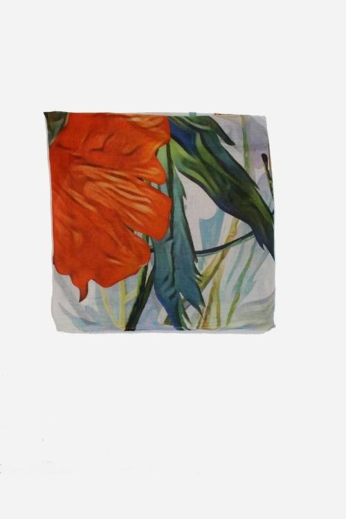 Foulard stampato in seta e modal Flowers Art 12000